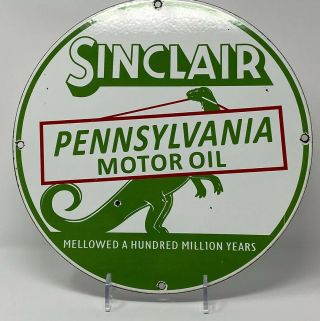 Vintage Sinclair Motor Oil Porcelain Sign Gas Station Pump Plate Gasoline