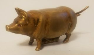Antique Victorian Figural Brass Pig Tape Measure – Tail Winds In And Out Tape