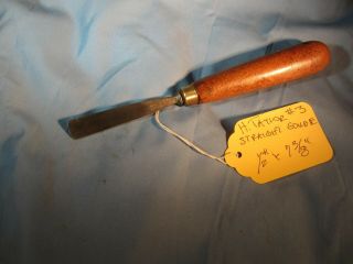 H Taylor No 3 Straight Gouge 1\2 " Wood Carving Chisel Antique Vintage Old Tool