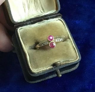 Stunning Antique Georgian Solid 18ct Gold Rubies & Diamonds Ring Birmingham 1817
