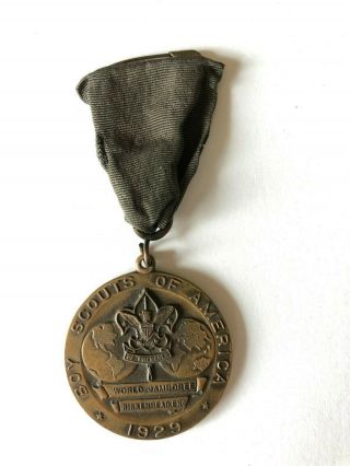 1929 World Jamboree Boy Scouts Of America Contingent Medal Green Ribbon Worn