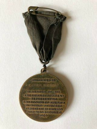 1929 World Jamboree Boy Scouts of America Contingent Medal Green ribbon worn 2