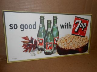 Vintage 1954 So Good With 7 Up Cardboard Sign Store Display Advertising