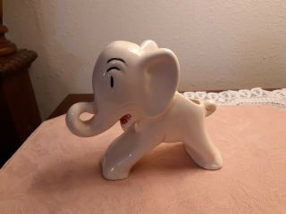 Vintage Nelson Mccoy Pottery White Elephant Planter Lucky Raised Trunk 5 " H