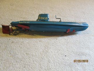 San Marusan Ssn 58 Submarine Boat Vintage Mechanical Tin Toy Wind Up Japan