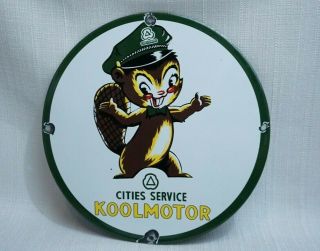 Vintage Cities Service Porcelain Sign Gas Motor Oil Service Station Dealer Rare