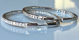 2.  00 ct.  t.  w.  Diamond Inside - Outside Hoop Earrings in Sterling Silver.  1 1/2 