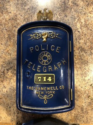Gamewell York Manufactured Vintage Police Call Box With Key