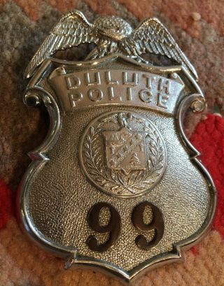 Obsolete Vintage Duluth Minnesota Mn Police Officers Badge Eagle Shield