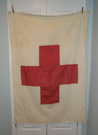 Large Vintage Wwii - Era American Red Cross Flag - 60 " X 40 "