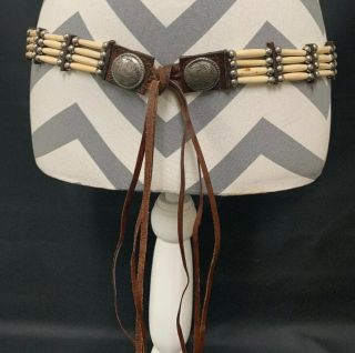 Native American Beaded Leather Concho Belt Regalia Dress