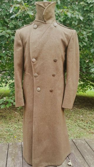 Sz 40 Wwii Un - Issued Us Army Olive Drab Melton Wool Trench Overcoat