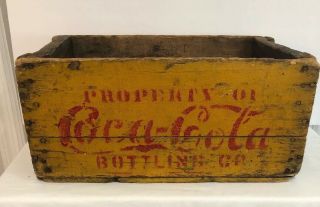 Rare Yellow Coca - Cola Coke Wood Wooden Case Crate Box Antique Advertisement