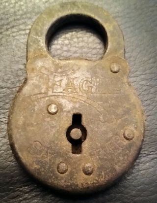 Vintage Eagle Six Lever Padlock Lock No Key Cond Made In Usa Early 1900 