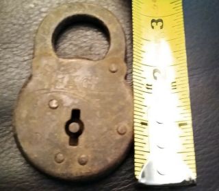 VINTAGE EAGLE SIX LEVER PADLOCK LOCK NO KEY COND MADE IN USA EARLY 1900 ' s 3