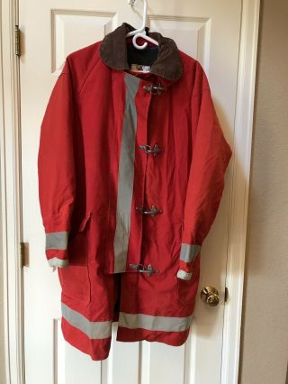 Vintage Red Firefighter Alb,  Inc Turnout Jacket Sz M