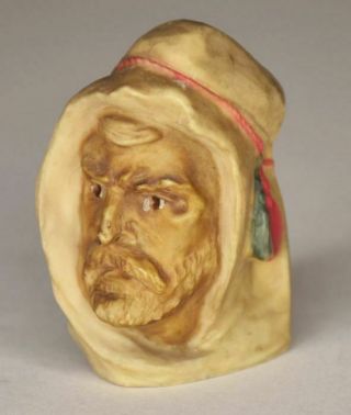 Antique Painted Celluloid Arabian Head Figural Tape Measure - 2”h