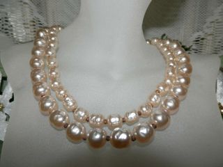 Perfect Classic 2 Strand Miriam Haskell Baroque Pearl Necklace