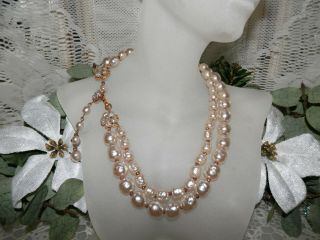 Perfect Classic 2 Strand Miriam Haskell Baroque Pearl Necklace 3