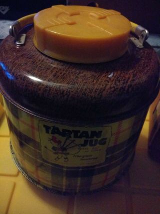 Vintage Tartan Jug Hot Or Cold Fiberglass Insulated Glass - Lined Cooler Thermos