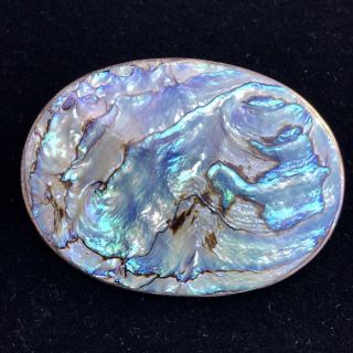 Vtg Sterling Silver 925 Abalone Taxco Mexico Villacana Oval Pin Brooch