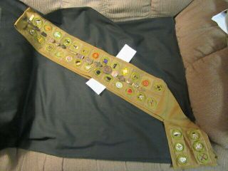 Merit Badge Sash With 32 Square Mbs & Lone Scout Pins,  And Extension Th1 Tcs3