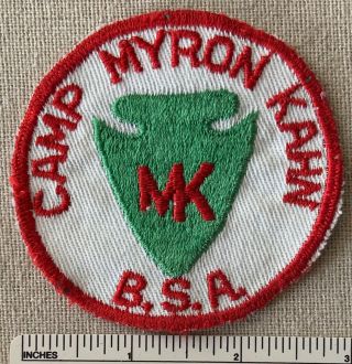 Vintage 1950s Camp Myron Kahn Boy Scout Patch Bsa Mk Ce Twill Ohio Oh Scouts