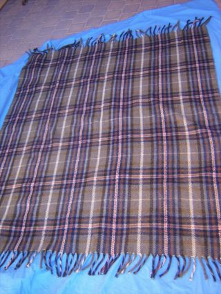 Vintage The Chippewa 100 Wool Plaid Blanket Robe Throw 68x54 Made Usa W Fringe