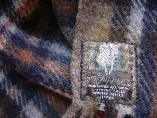Vintage The Chippewa 100 Wool Plaid Blanket Robe Throw 68x54 made USA w fringe 3