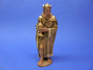 King Balthazar With Myrrh Vintage Anri.  Carved Wood 6 " Nativity Set