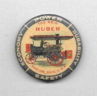 The Huber Marion Ohio Threshing Machine Pinback Button Pin 1896 On Backpaper