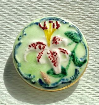 Hand Painted Lily Ceramic Button