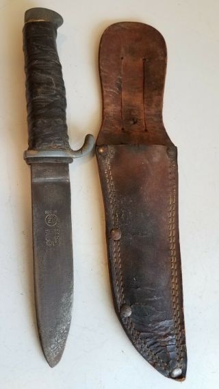 Wwii Ww2 Eickhorn Solingen German Youth Knife Rzm 7/66 Leather Sheath