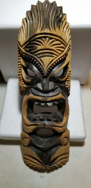 Vintage Hand Carved Wooden Mask Totem Pole Vintage Mask Marked On Back " Pauli "
