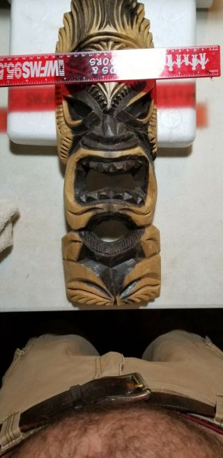 Vintage Hand Carved Wooden Mask Totem Pole Vintage Mask Marked on Back 