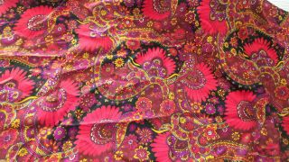Vintage Retro Cotton Blend Fabric Giant Red Paisley Floral 1 - 1/2 Yd/55 "