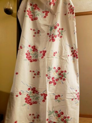 Vintage Tablecloth Mixed Berries Cherry Strawberry Blossom 54 " X 46 "