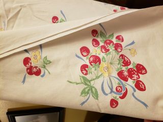 Vintage Tablecloth Mixed Berries Cherry Strawberry Blossom 54 