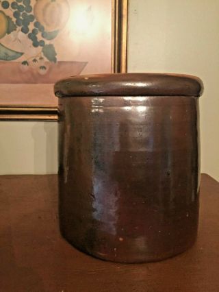 Vintage Stoneware Brown Glaze 1 Gallon Crock - Farmhouse Rustic Primitive