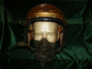 Us Navy H - 3 Flight Helmet W/ Oxygen Mask - Hard Helmet Only No Internal Helmet.  Vg