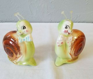 Vintage Enesco Japan Ceramic Snails Salt And Pepper Shakers
