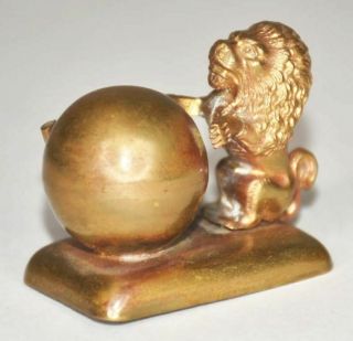 Antique German Brass Lion On Ball Wind - Up Figural Tape Measure - 1 - 3/4”l