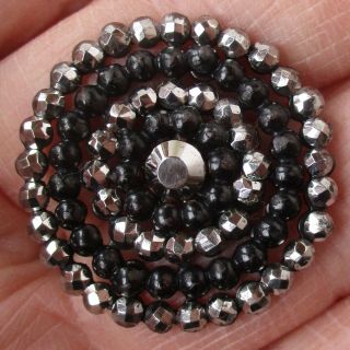 1 1/8 " Antique Cut Steel Button W Rings Of Black Glass Faux Cut Steels,  Unusual