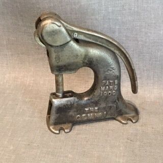 Vintage Antique Gem No.  1 Leather Punch Riveter Cast Iron Patented Mar 9,  1909