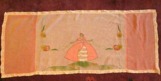 Charming 1930 ' s Embroidered Pillow Cover,  Southern Belle 2