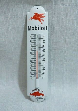 Vintage Mobiloil Porcelain Sign Gas Motor Oil Station Gasoline Thermometer Pump