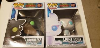 Funko Pop Toothless And Light Fury Set - How To Train Your Dragon - 686 & 687