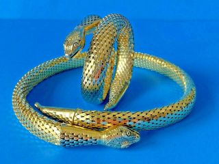 Vintage Whiting And Davis Mesh Gold Tone Snake Bracelet & Necklace Set - Wow
