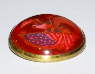 Antique Glass Domed Bridal Rosette Button With American Flag & Eagle 1 3/4 "