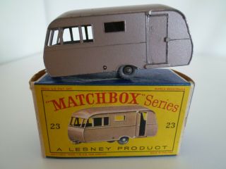 Vintage Matchbox Lesney No.  23c Bluebird Dauphine Caravan Boxed Issued 1960 Gpw